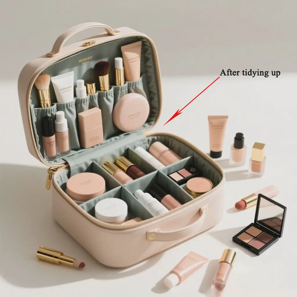 organize makeup bag