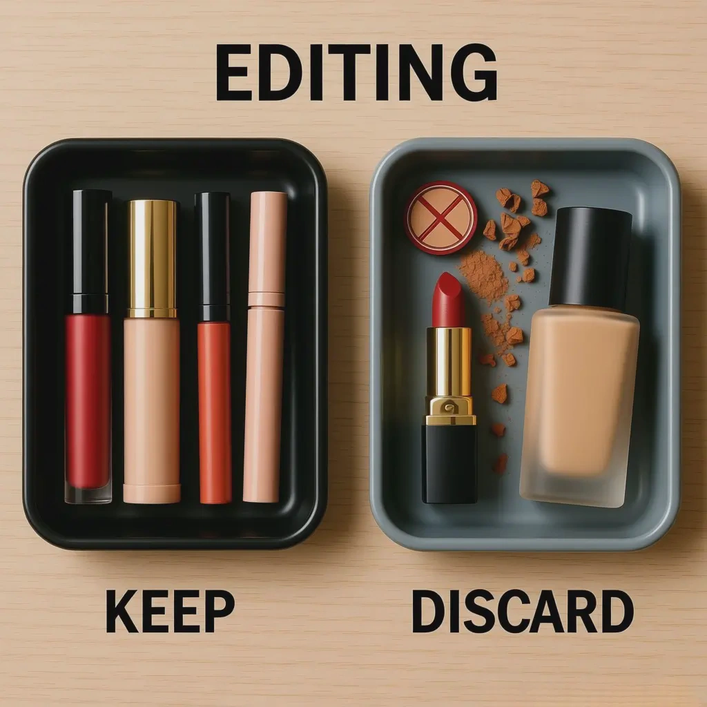 how to organize makeup bag