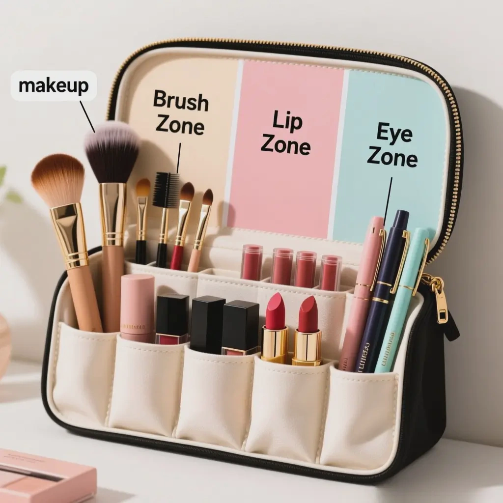 multi compartment makeup bag