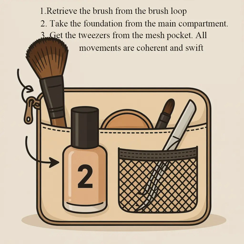 makeup bag with brush holders