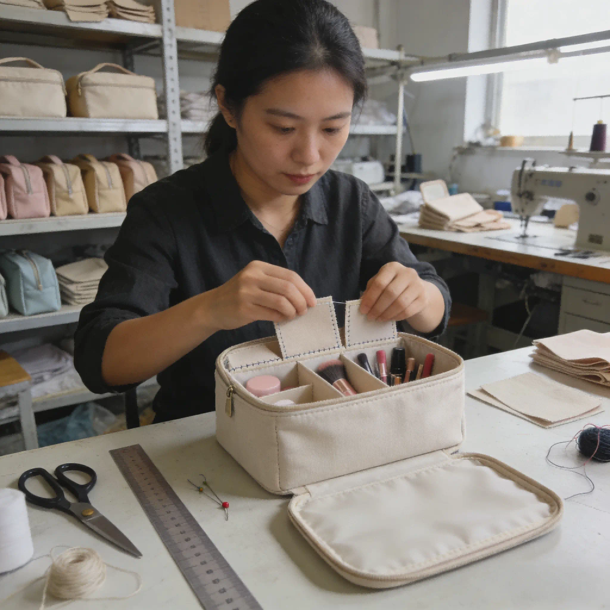 Travel makeup organizer with compartments manufacturing process