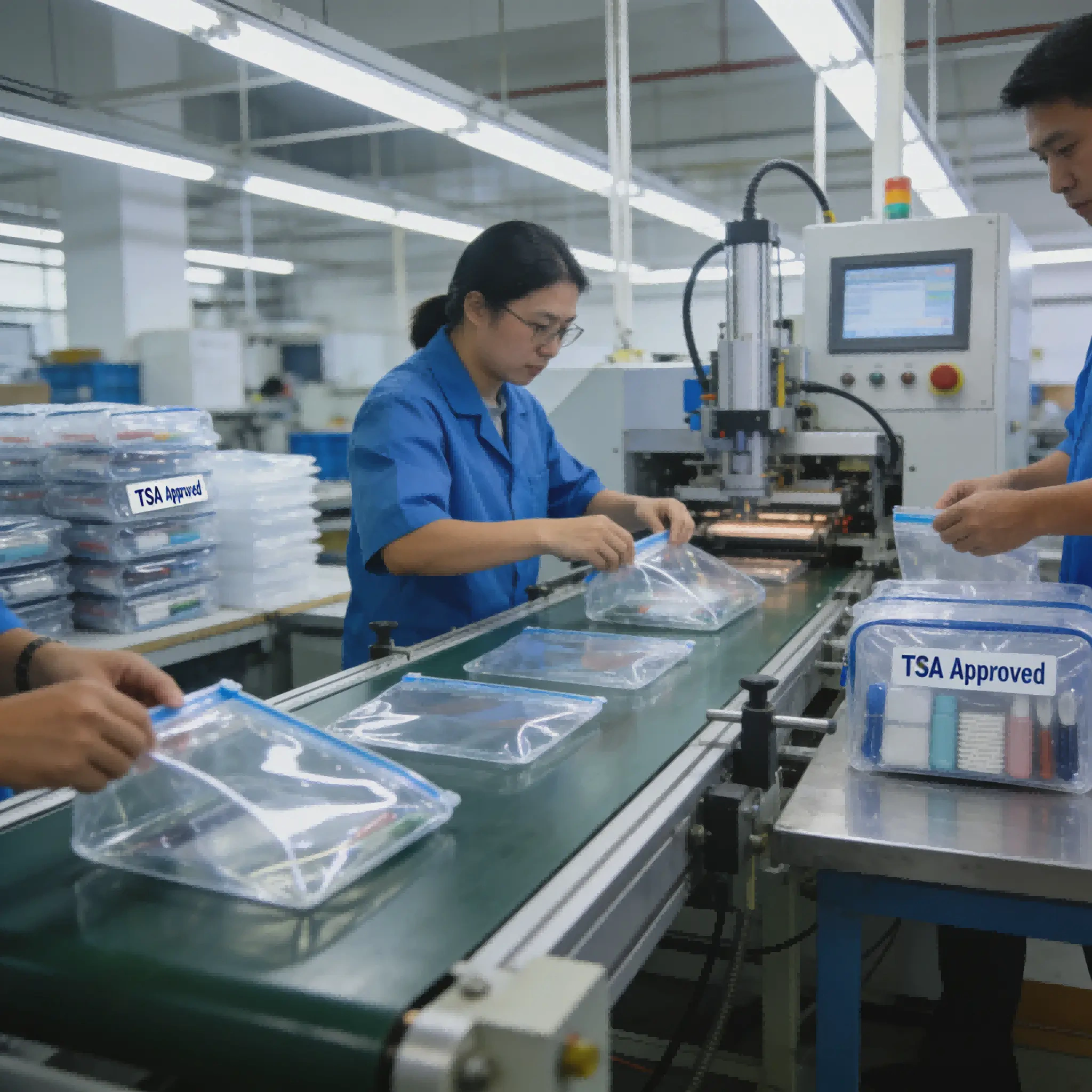 TSA approved clear toiletry bag manufacturing for travel compliance