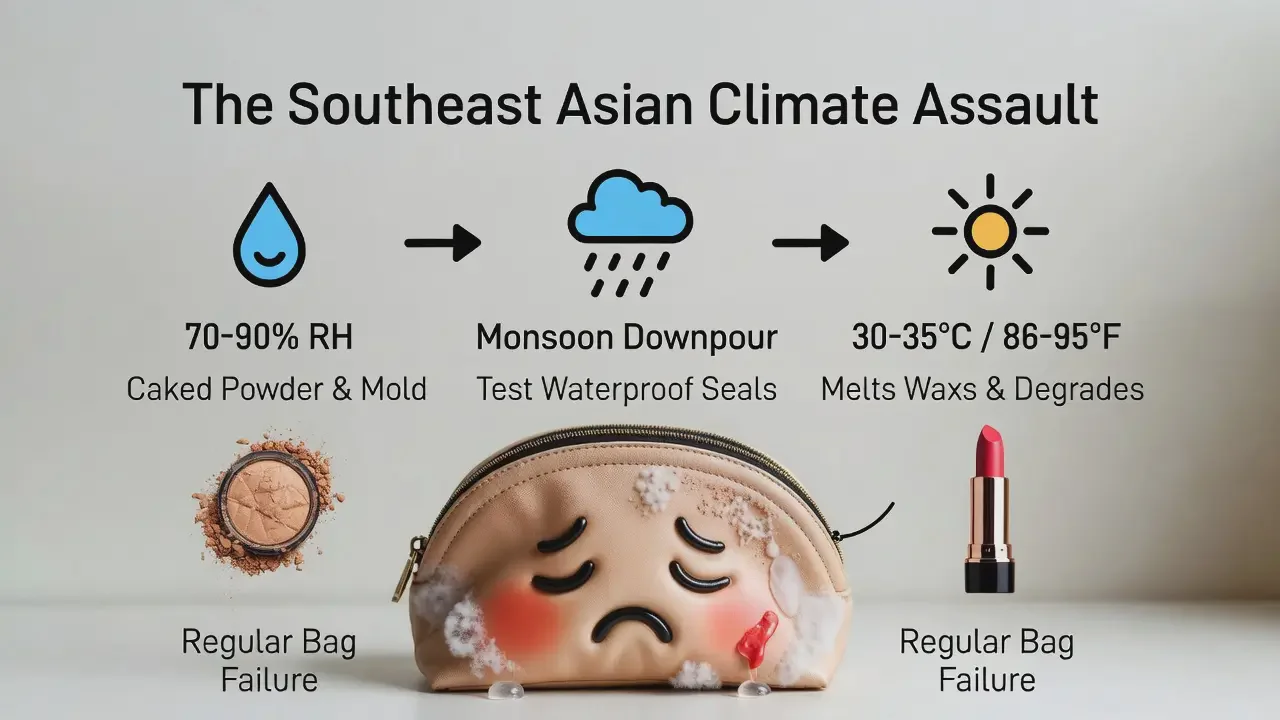 humid climate cosmetic bag