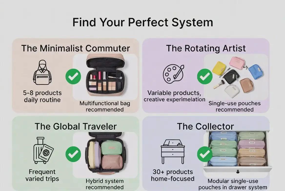 Travel makeup storage solutions