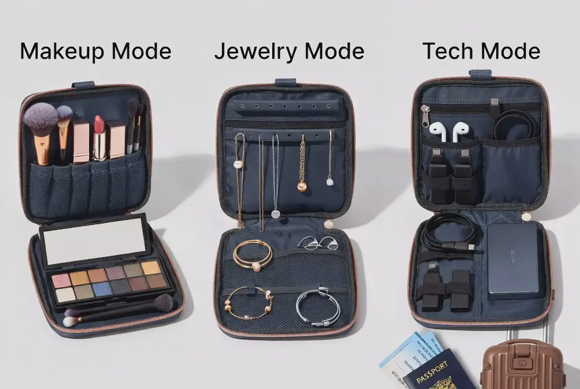 convertible makeup bag to jewelry case