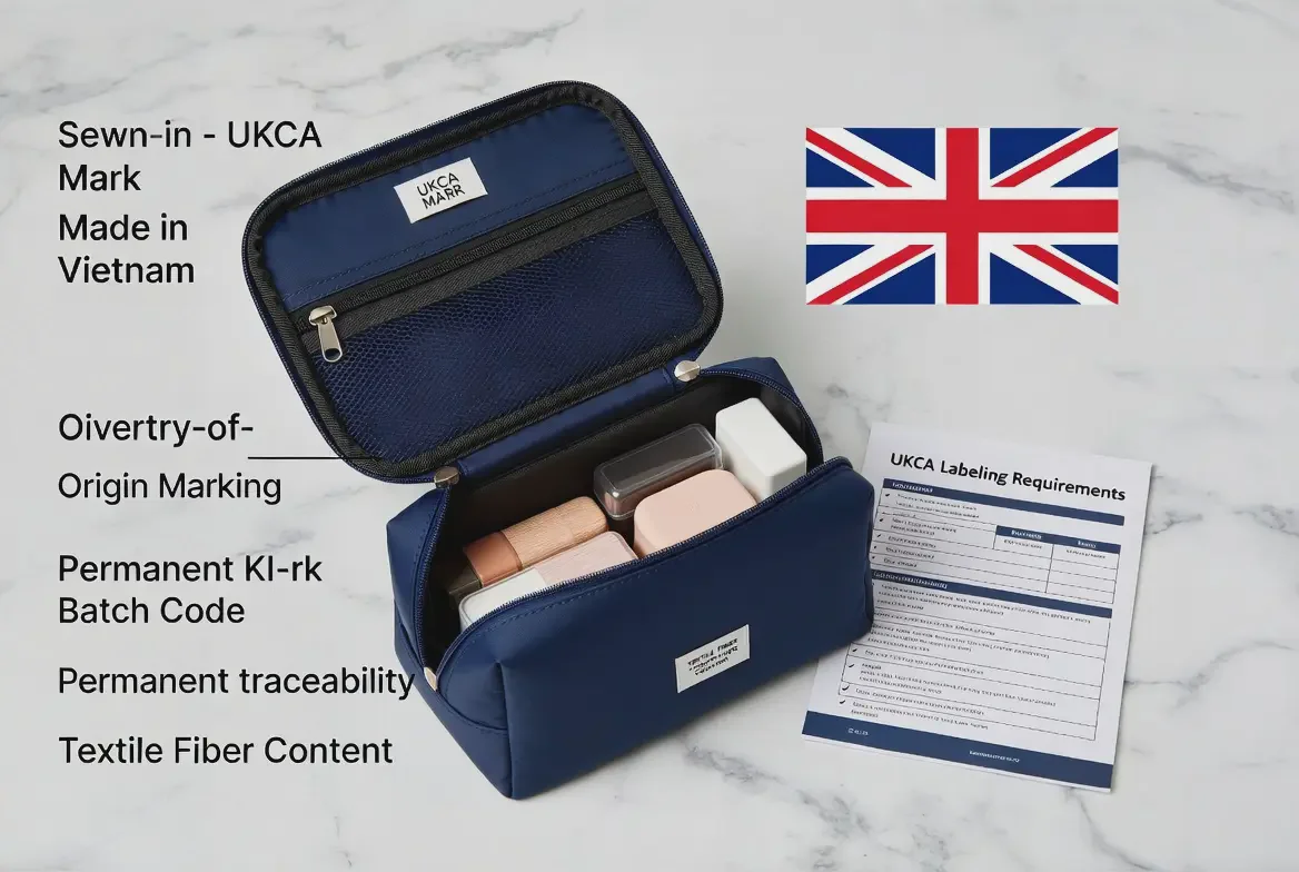 UKCA marking travel toiletry bag