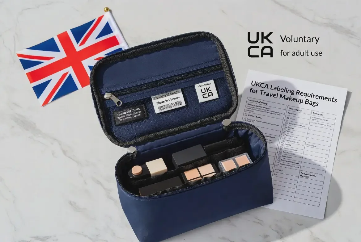 UKCA marking travel toiletry bag