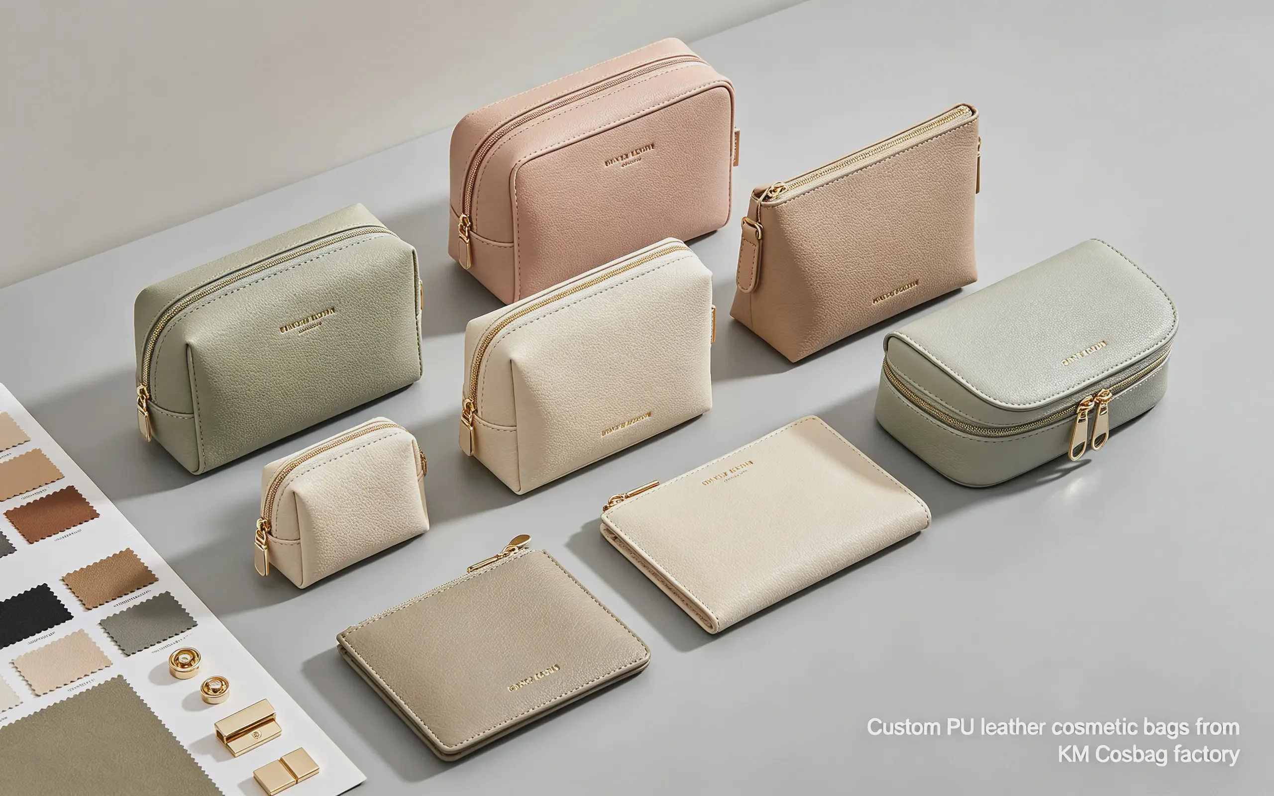 Custom PU leather cosmetic bags from KM Cosbag factory Custom PU leather cosmetic bags from KM Cosbag factory